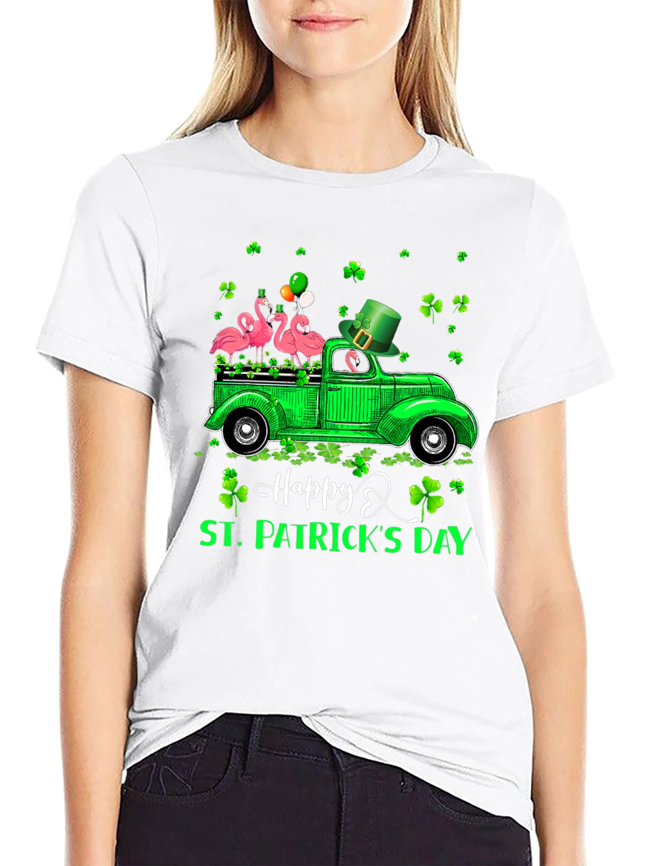 St. Patricks Day Flamingo Truck T-Shirt