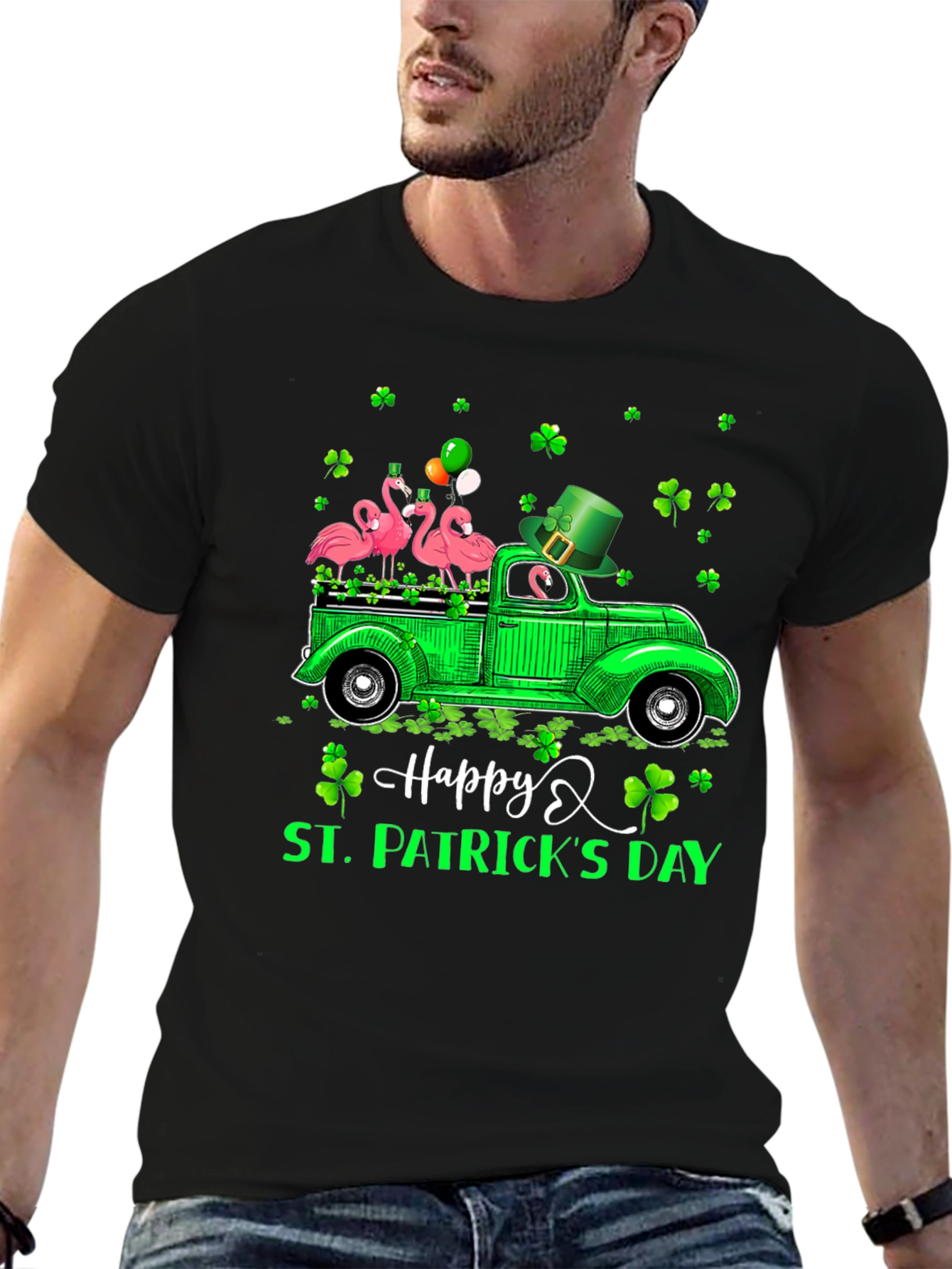 St. Patricks Day Flamingo Truck T-Shirt