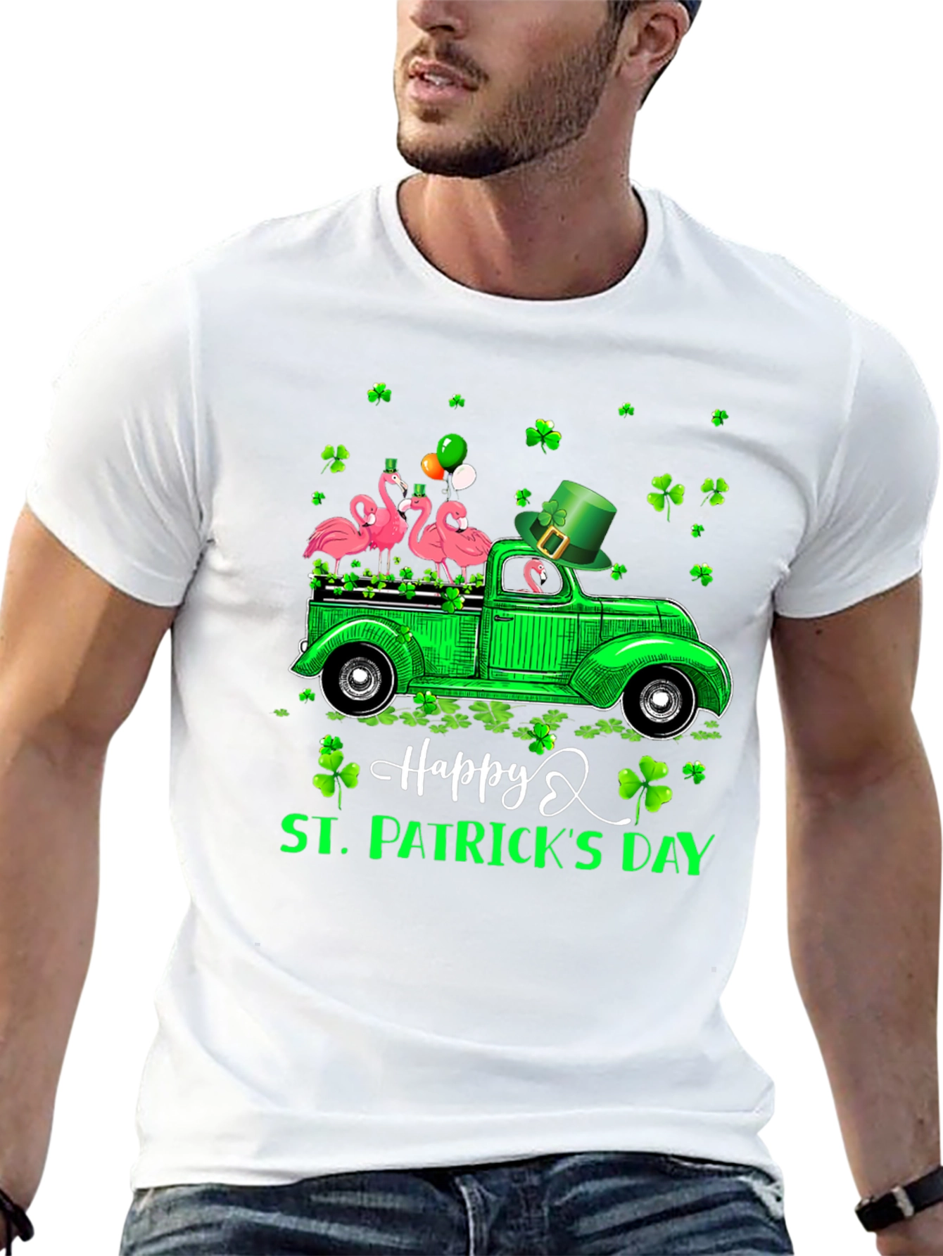 St. Patricks Day Flamingo Truck T-Shirt