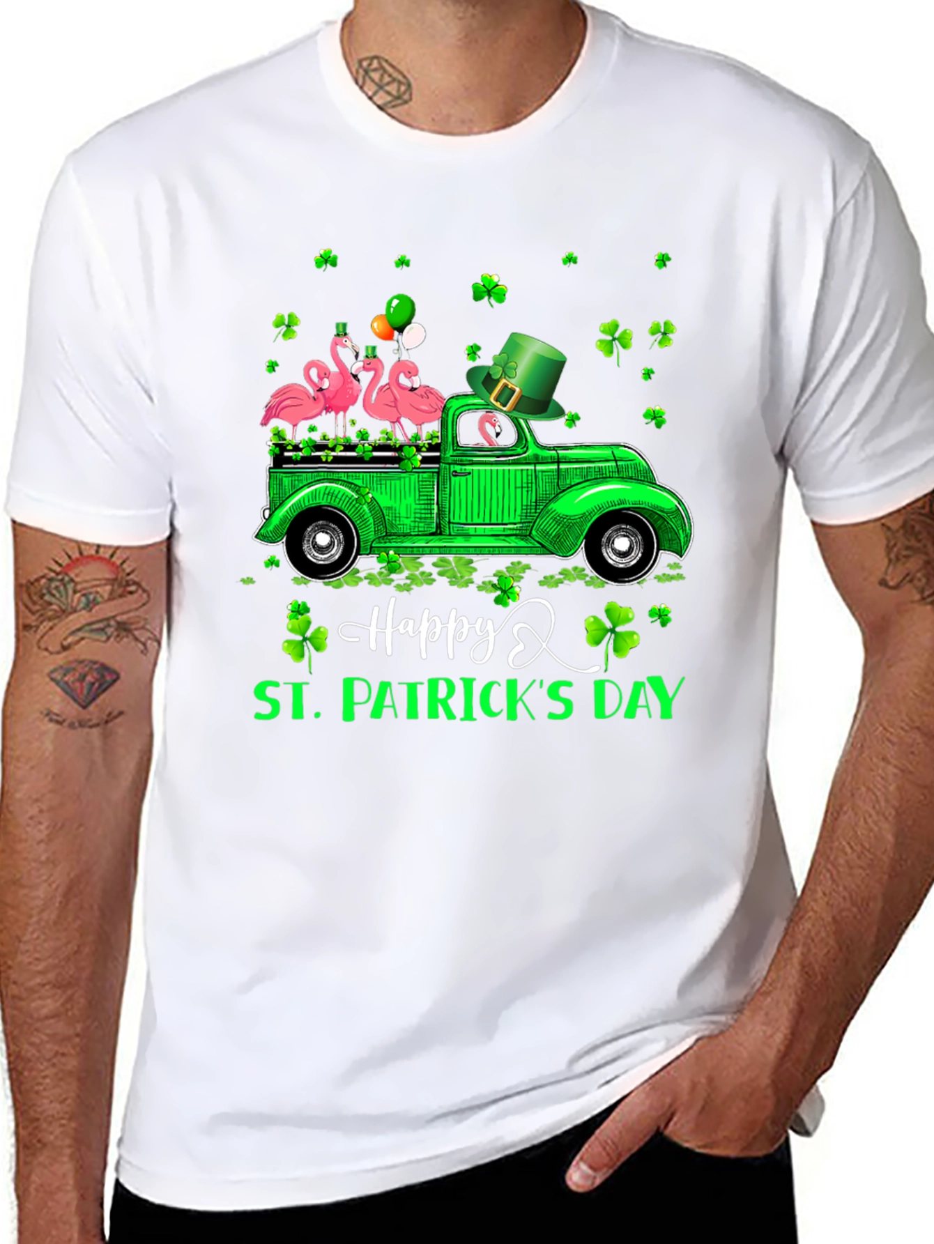 St. Patricks Day Flamingo Truck T-Shirt