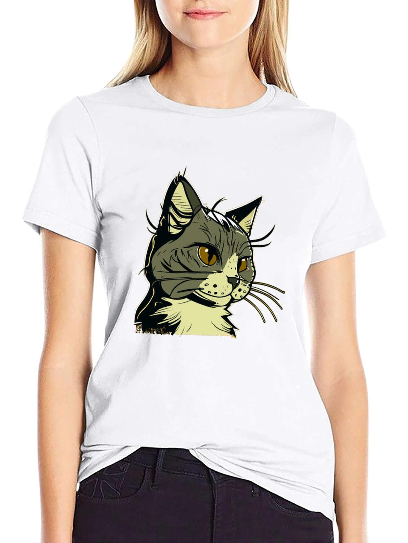 Cool Cat Graphic Tee - Black Cotton Shirt