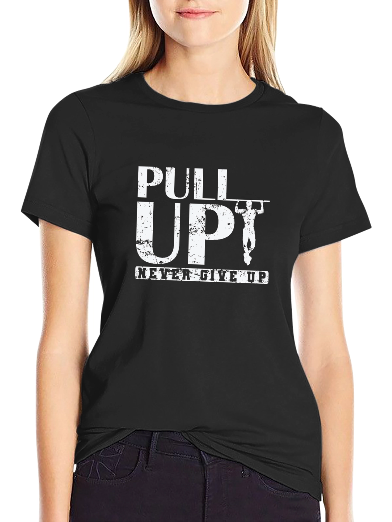 Pull Up Never Give Up Black T-Shirt
