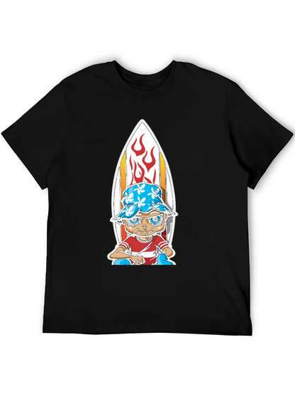 Surfer Kid Graphic Tee - Black Cotton Blend