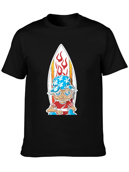 Surfer Kid Graphic Tee - Black Cotton Blend