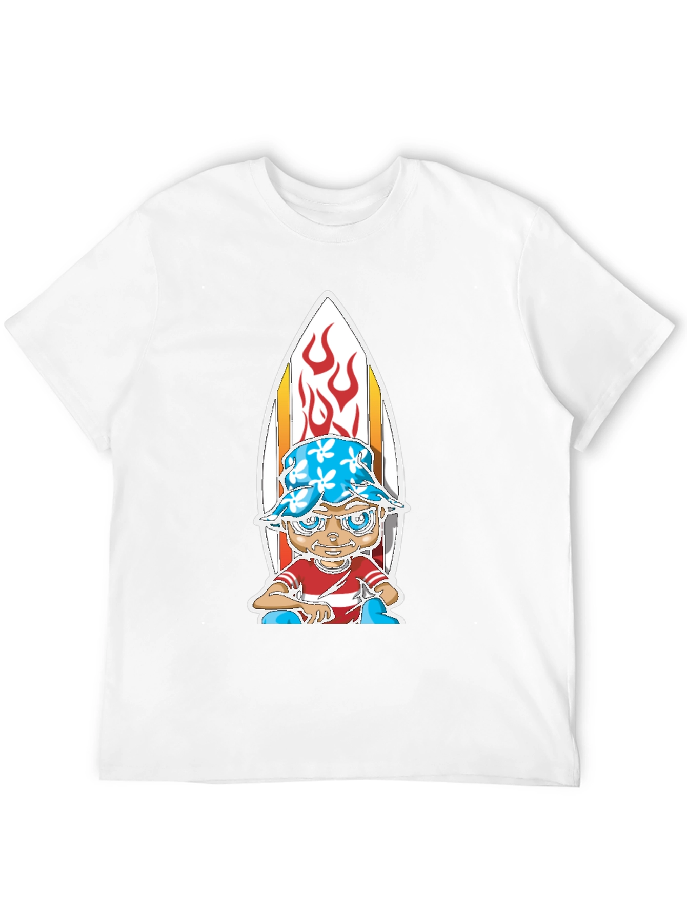Surfer Kid Graphic Tee - Black Cotton Blend