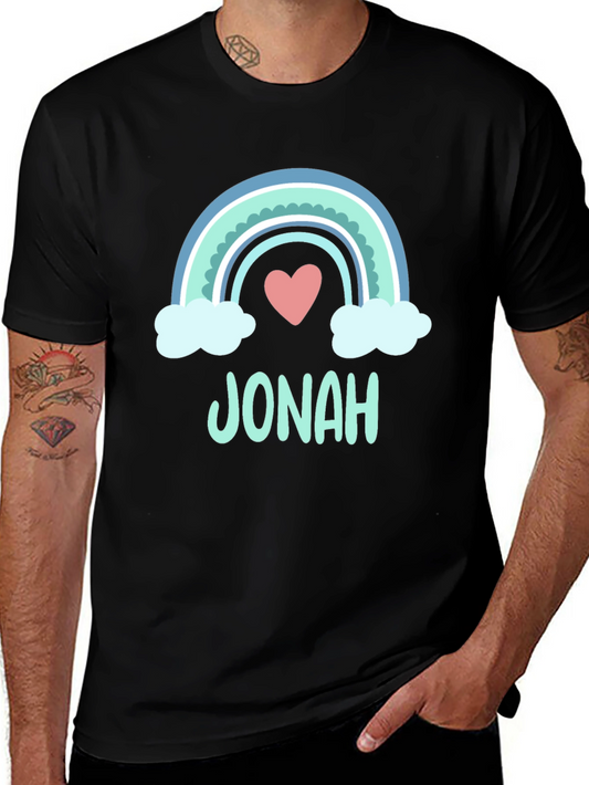Personalized Jonah Rainbow Heart T-Shirt