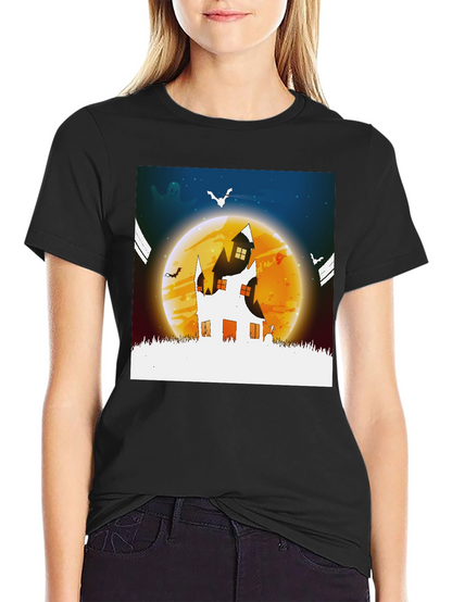 Halloween Haunted House Graphic Tee - Spooky Season!
