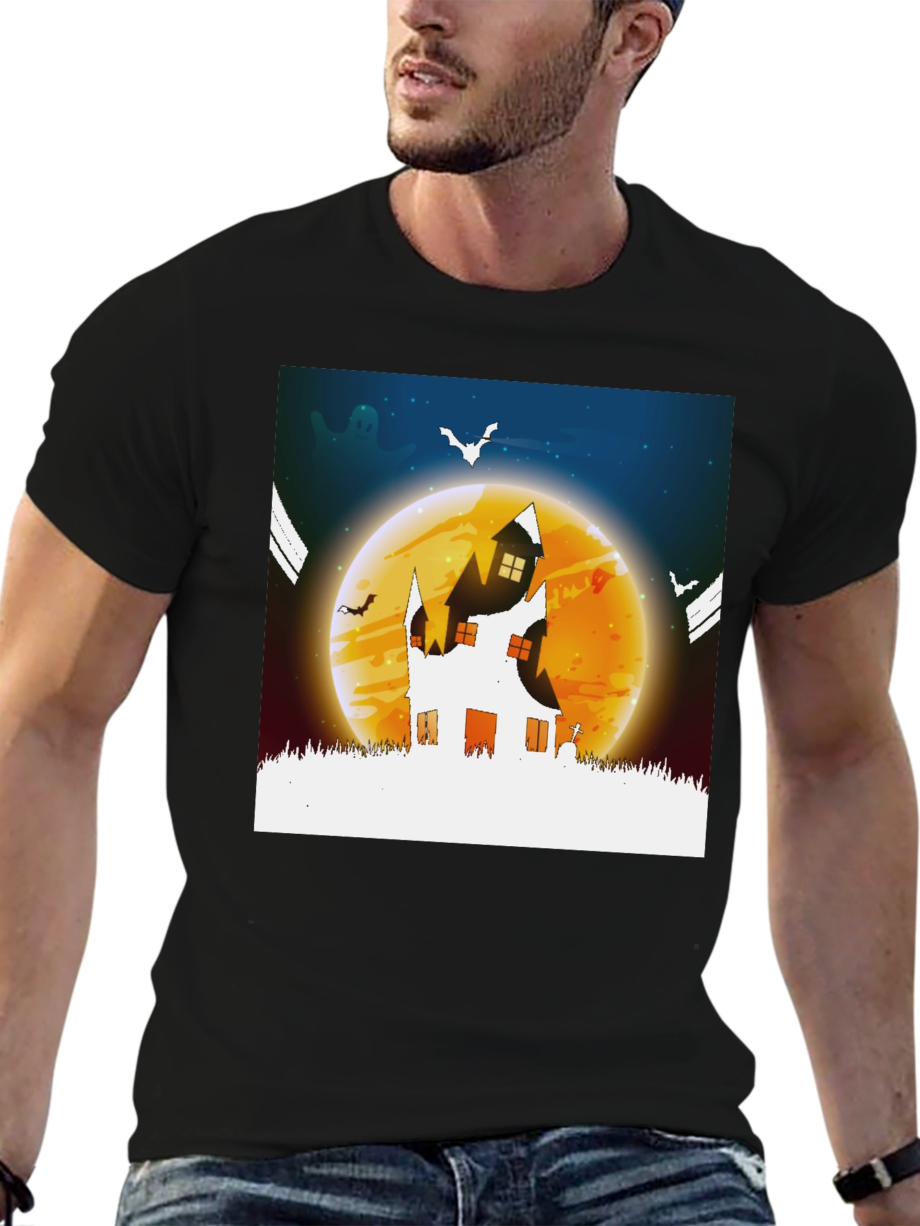 Halloween Haunted House Graphic Tee - Spooky Season!