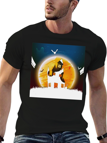 Halloween Haunted House Graphic Tee - Spooky Season!