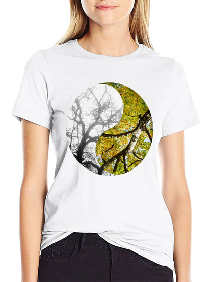 Yin Yang Tree Graphic Tee - Nature Inspired Design