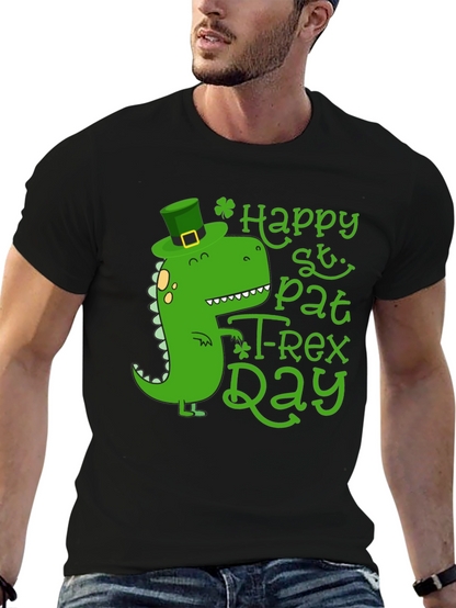 Happy St. Pat-T Rex Day Black T-Shirt