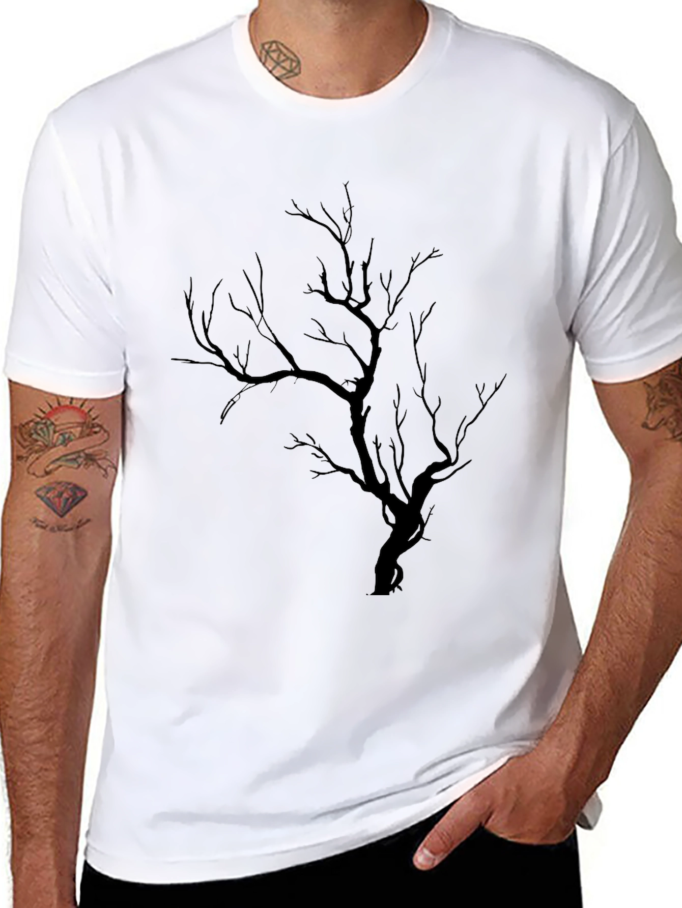Black Tree Graphic Tee - Mens Casual Shirt