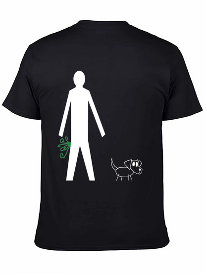 Funny Stick Figure Dog Walk T-Shirt