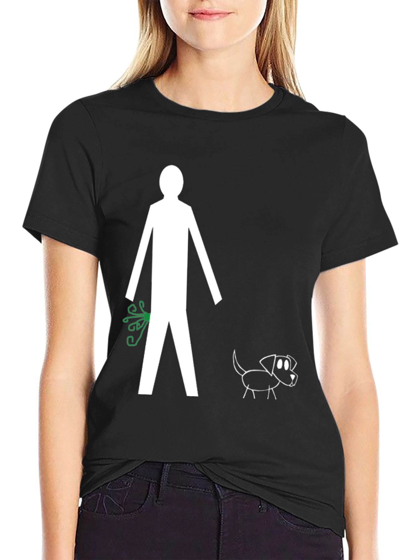 Funny Stick Figure Dog Walk T-Shirt
