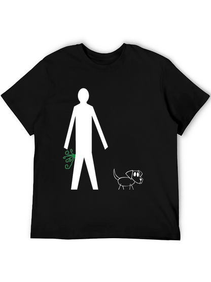 Funny Stick Figure Dog Walk T-Shirt