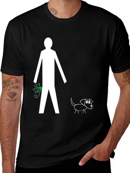 Funny Stick Figure Dog Walk T-Shirt
