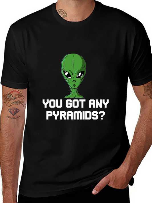 Alien Pyramids Graphic Tee - Sci-Fi Humor Shirt