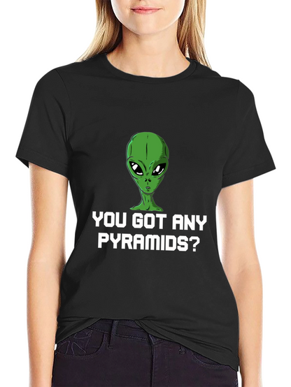 Alien Pyramids Graphic Tee - Sci-Fi Humor Shirt