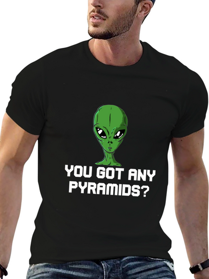 Alien Pyramids Graphic Tee - Sci-Fi Humor Shirt