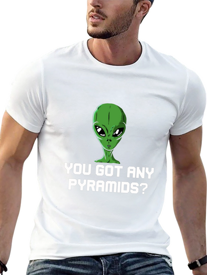 Alien Pyramids Graphic Tee - Sci-Fi Humor Shirt