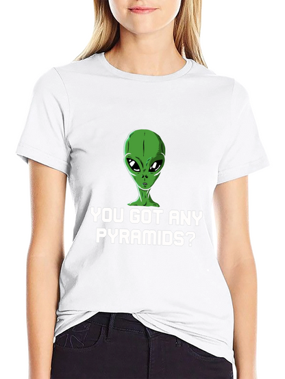 Alien Pyramids Graphic Tee - Sci-Fi Humor Shirt