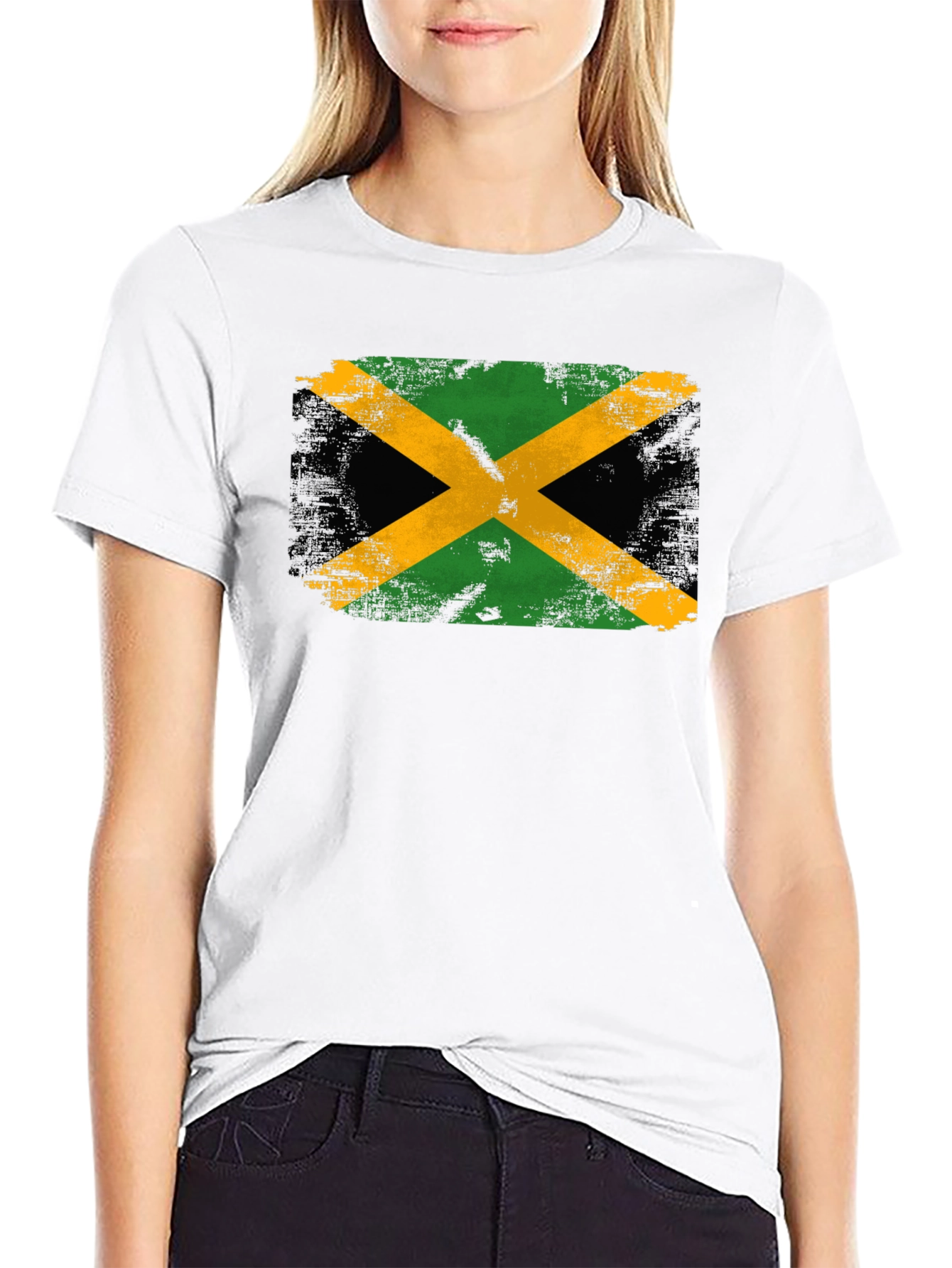 Jamaica Flag Graphic Tee - Black Crew Neck