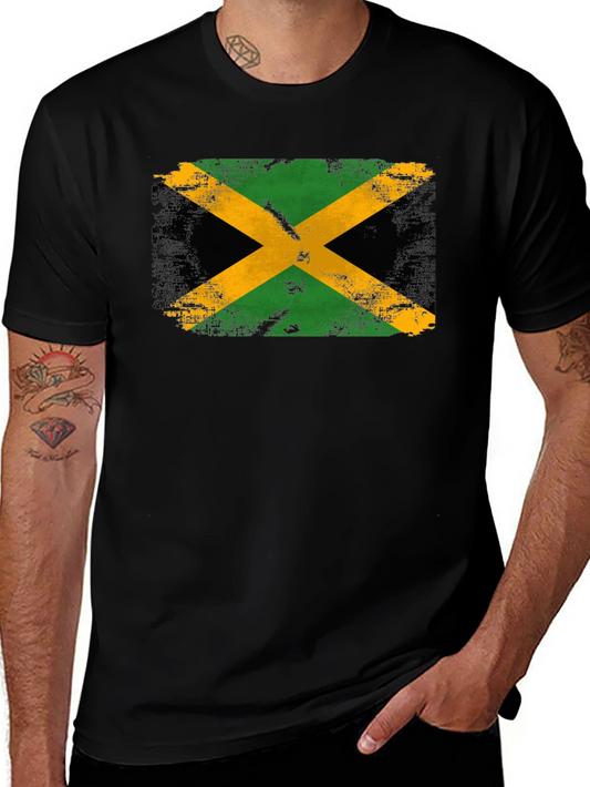 Jamaica Flag Graphic Tee - Black Crew Neck