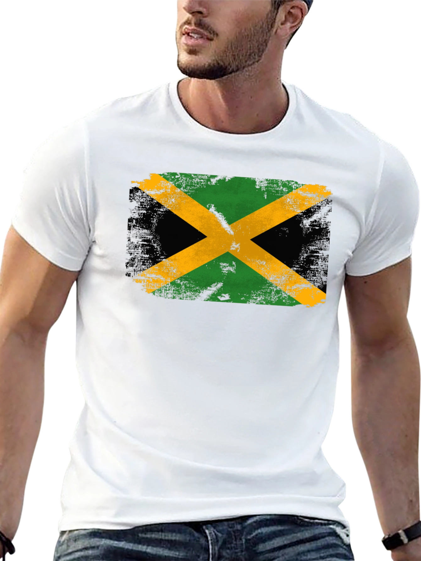 Jamaica Flag Graphic Tee - Black Crew Neck