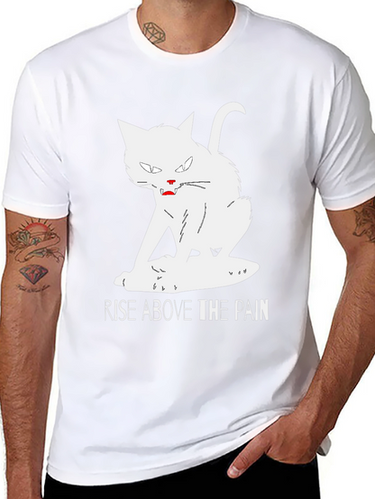 Rise Above T-Shirt - White Cat Graphic Tee