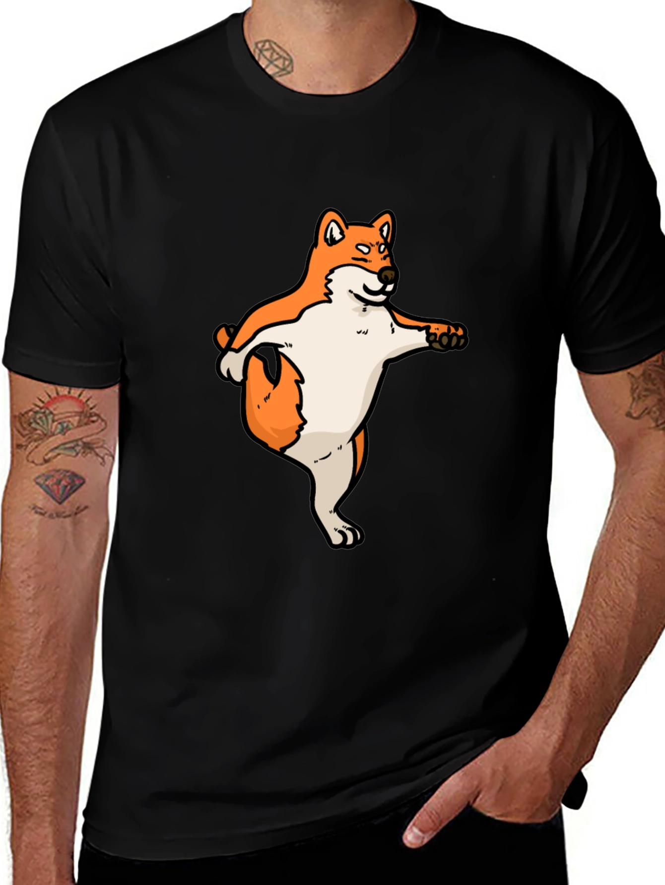 Shiba Inu Dog Yoga Black T-Shirt