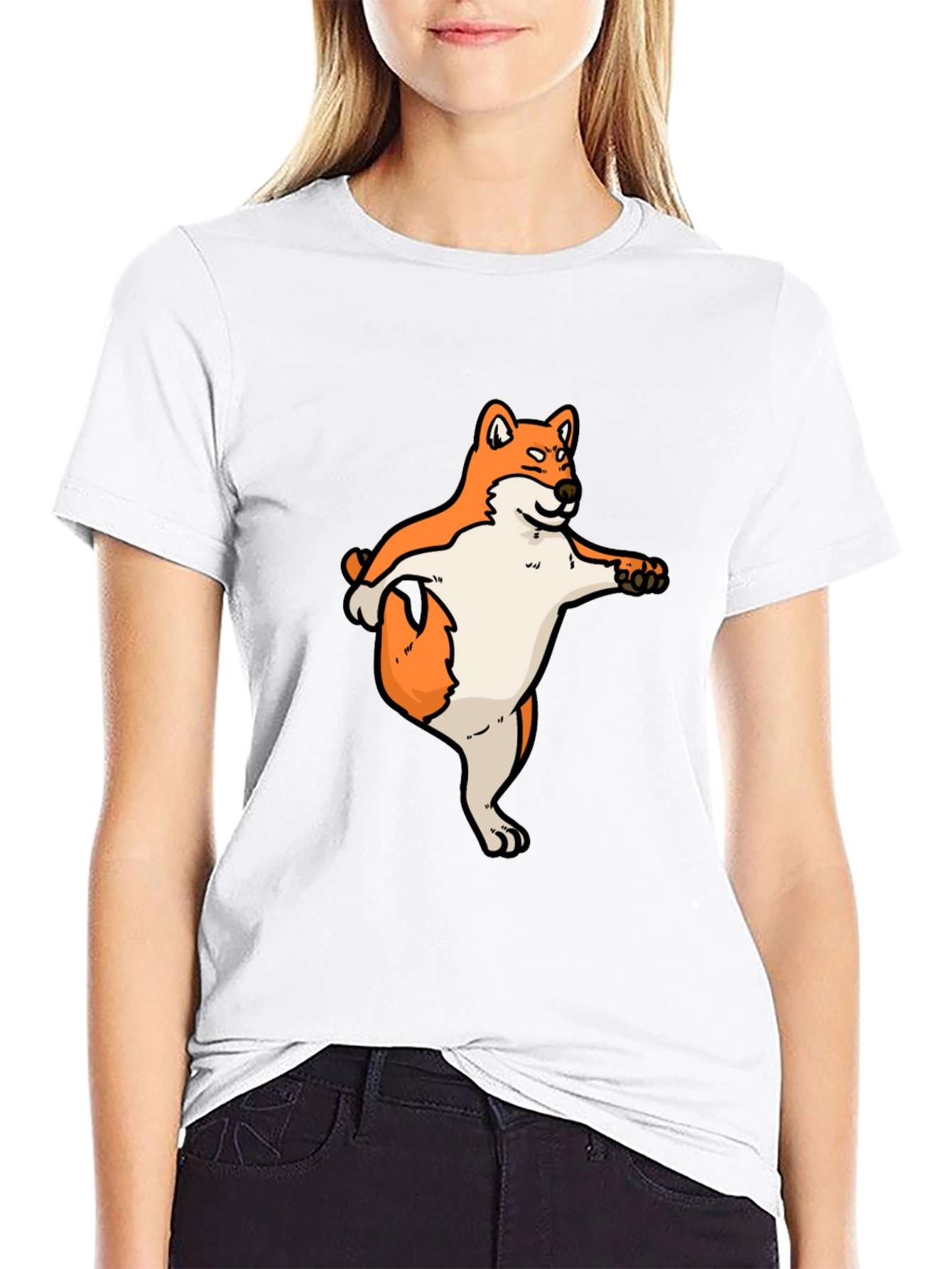 Shiba Inu Dog Yoga Black T-Shirt