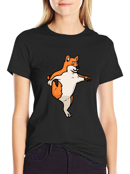 Shiba Inu Dog Yoga Black T-Shirt