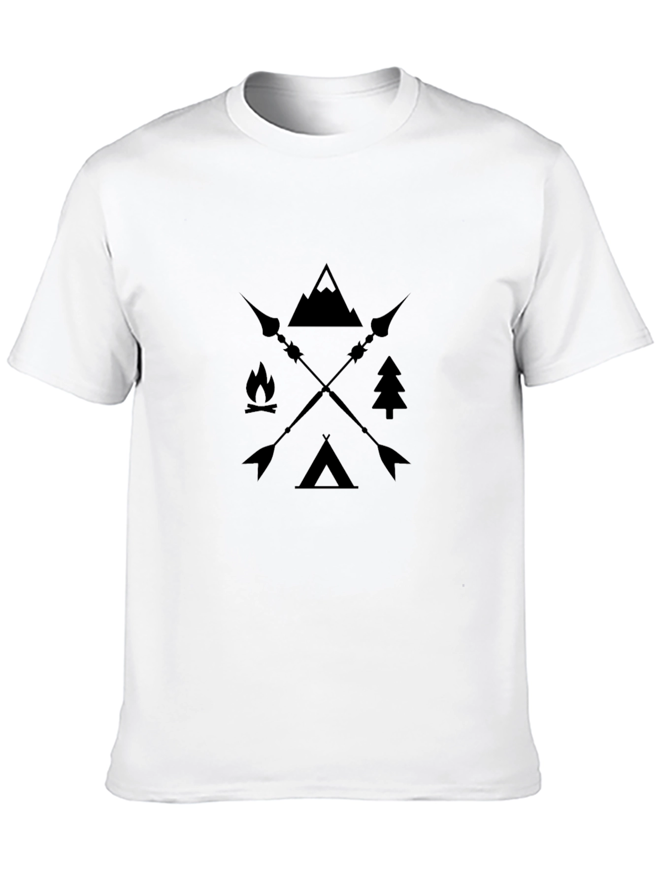 Outdoor Adventure Graphic Tee - Mountain Campfire Arrows