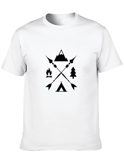 Outdoor Adventure Graphic Tee - Mountain Campfire Arrows