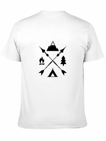 Outdoor Adventure Graphic Tee - Mountain Campfire Arrows