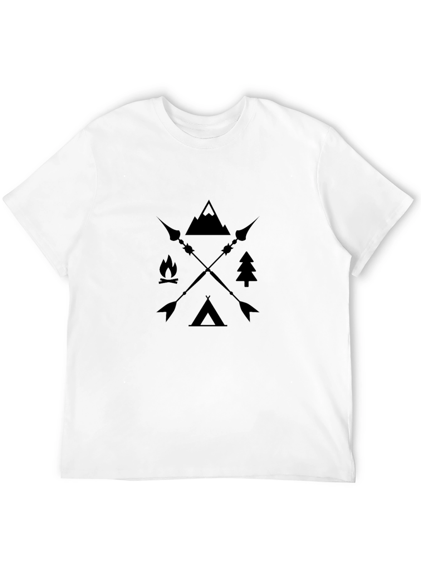 Outdoor Adventure Graphic Tee - Mountain Campfire Arrows