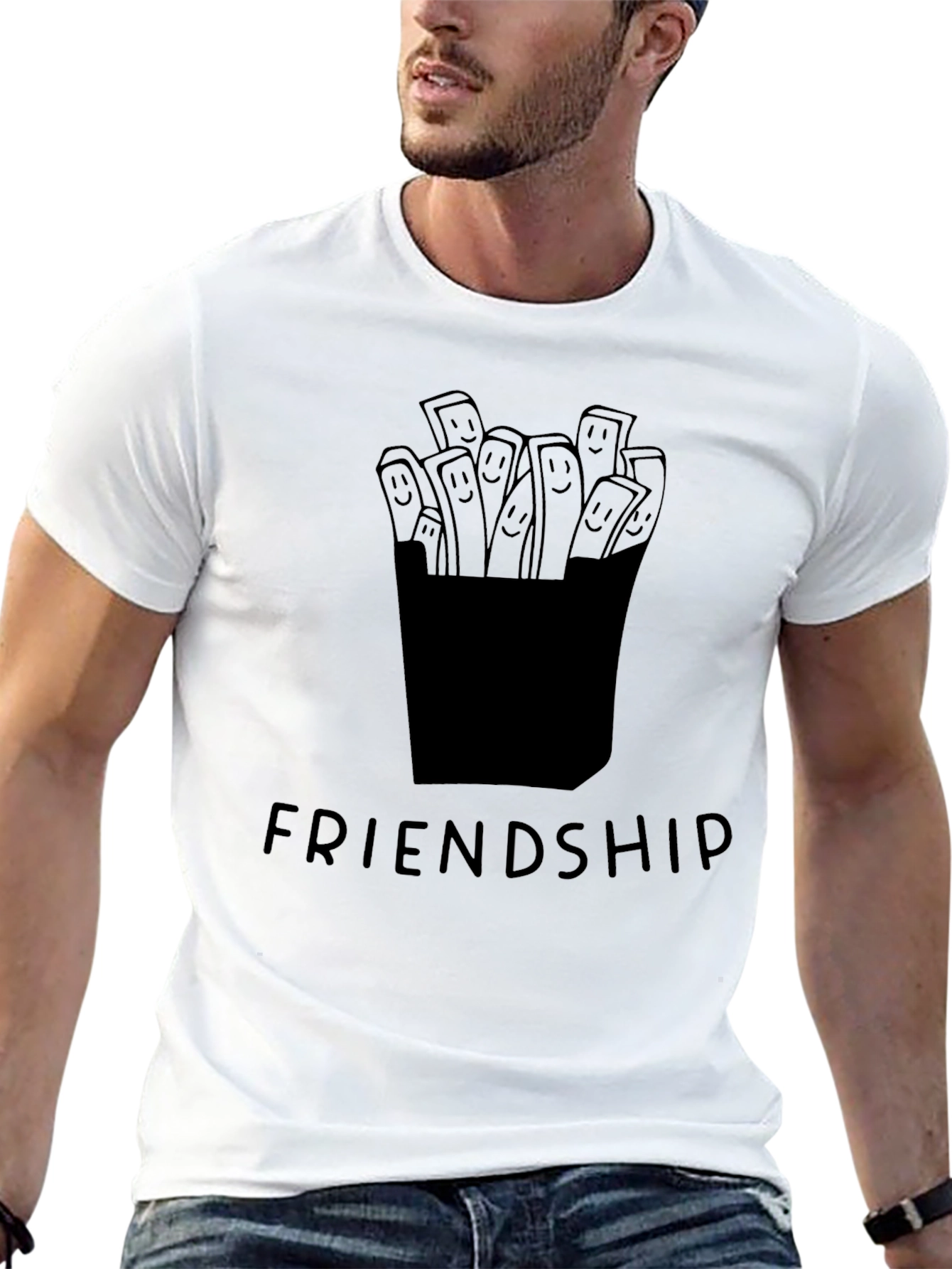 Friendship Fries Graphic Tee - Unisex Casual Black T-Shirt