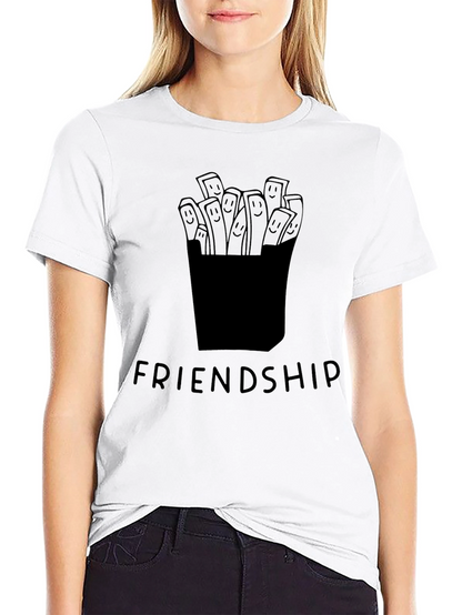 Friendship Fries Graphic Tee - Unisex Casual Black T-Shirt