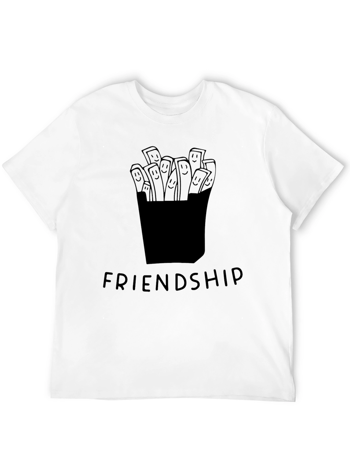 Friendship Fries Graphic Tee - Unisex Casual Black T-Shirt