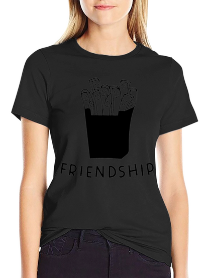 Friendship Fries Graphic Tee - Unisex Casual Black T-Shirt
