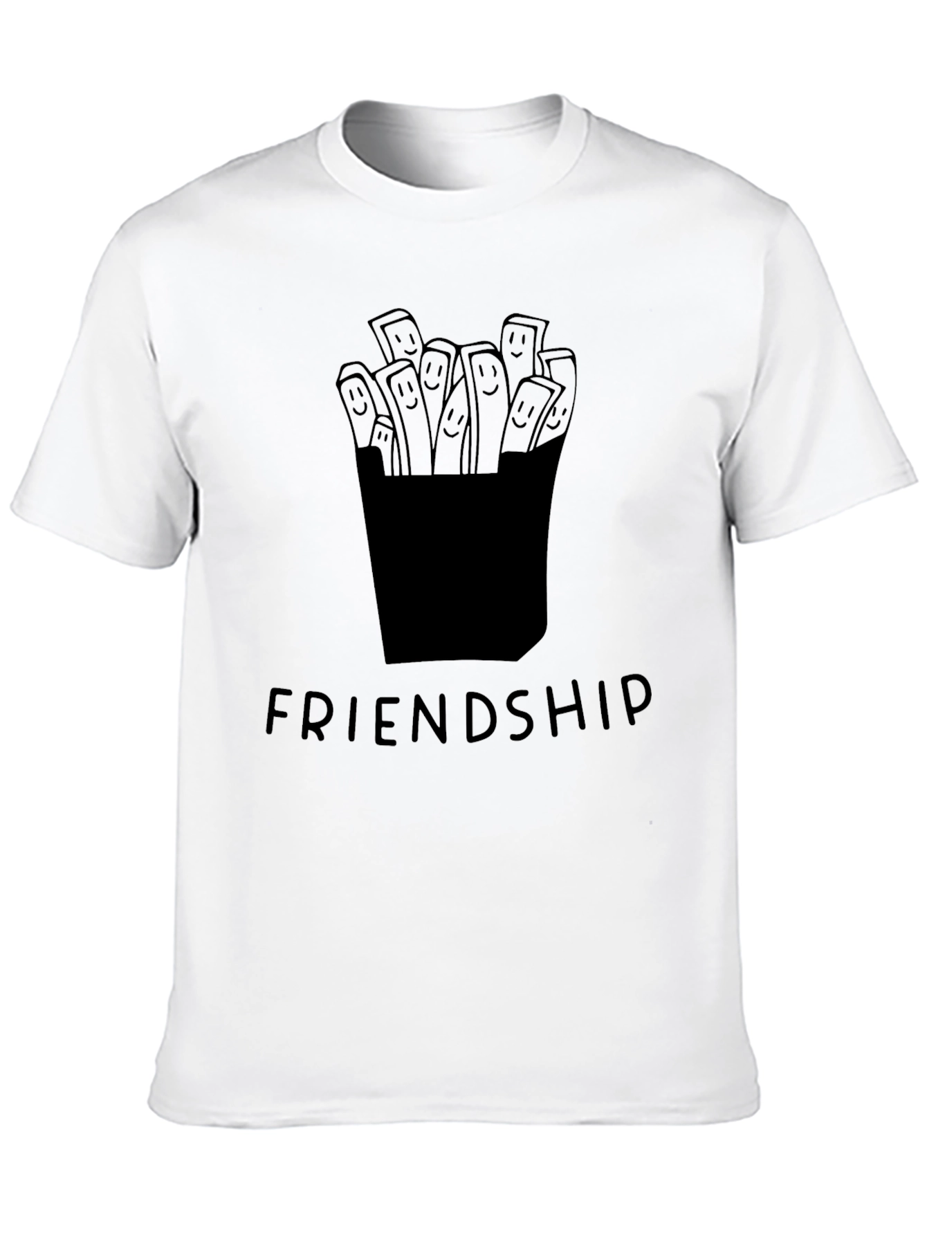 Friendship Fries Graphic Tee - Unisex Casual Black T-Shirt