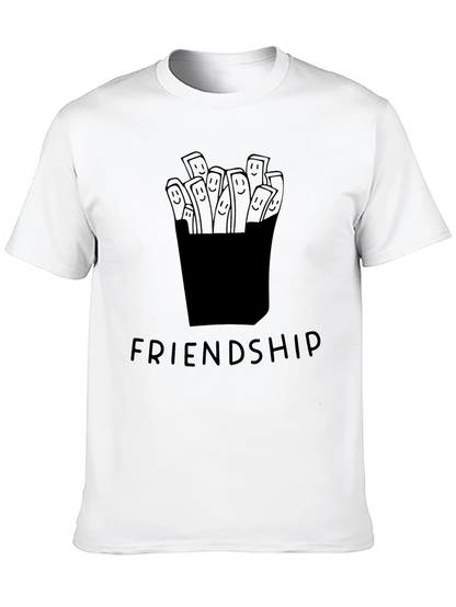Friendship Fries Graphic Tee - Unisex Casual Black T-Shirt