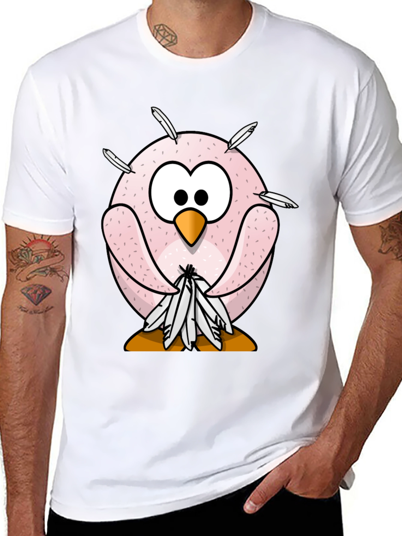Funny Cartoon Owl T-Shirt - Quirky Bird Design