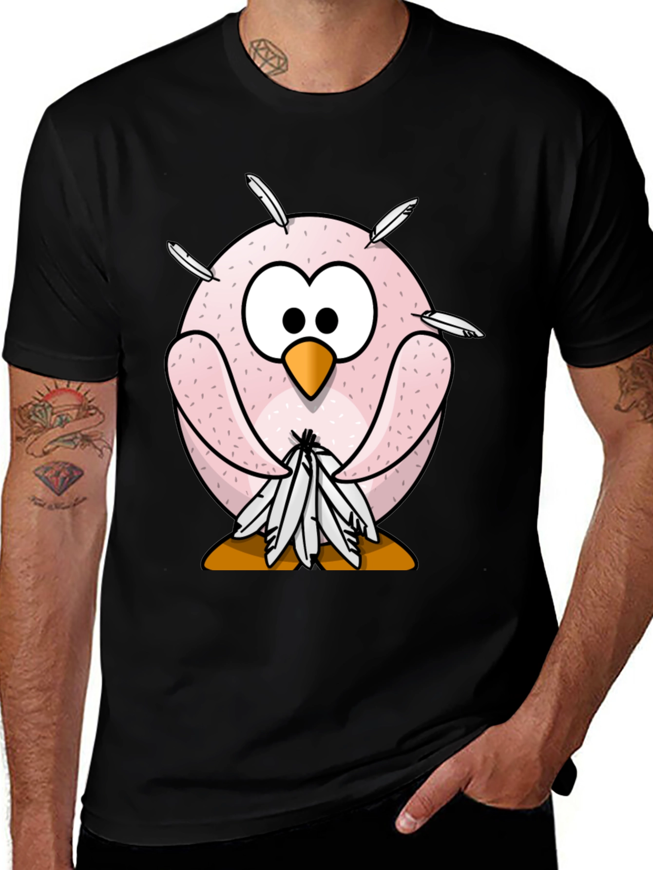 Funny Cartoon Owl T-Shirt - Quirky Bird Design