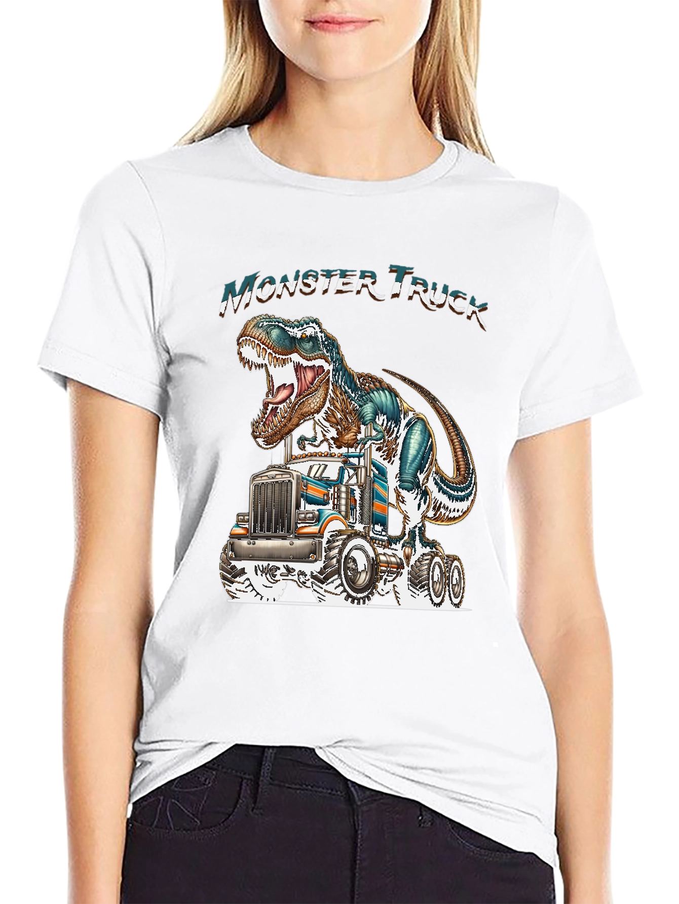 Monster Truck Dinosaur Graphic Tee