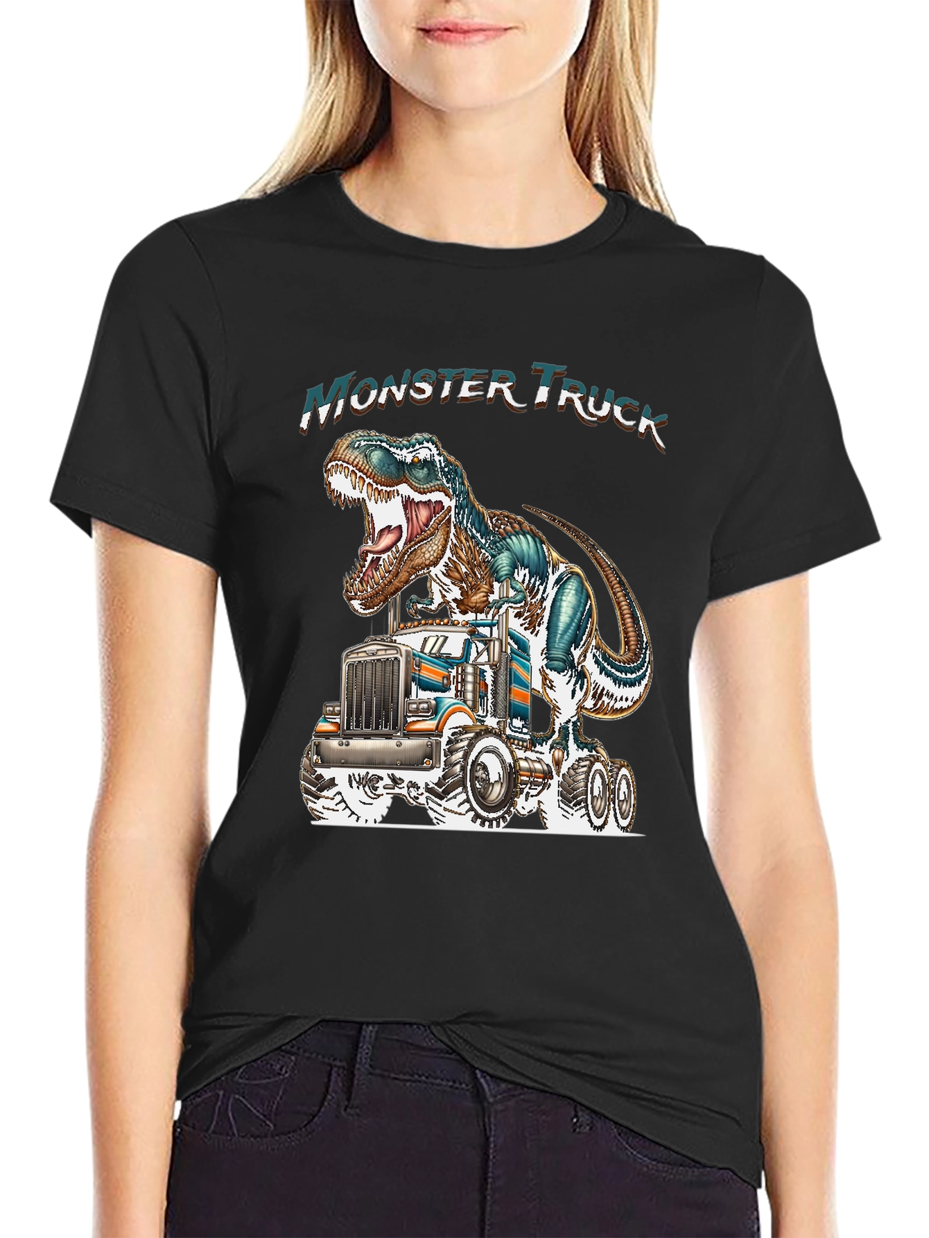 Monster Truck Dinosaur Graphic Tee