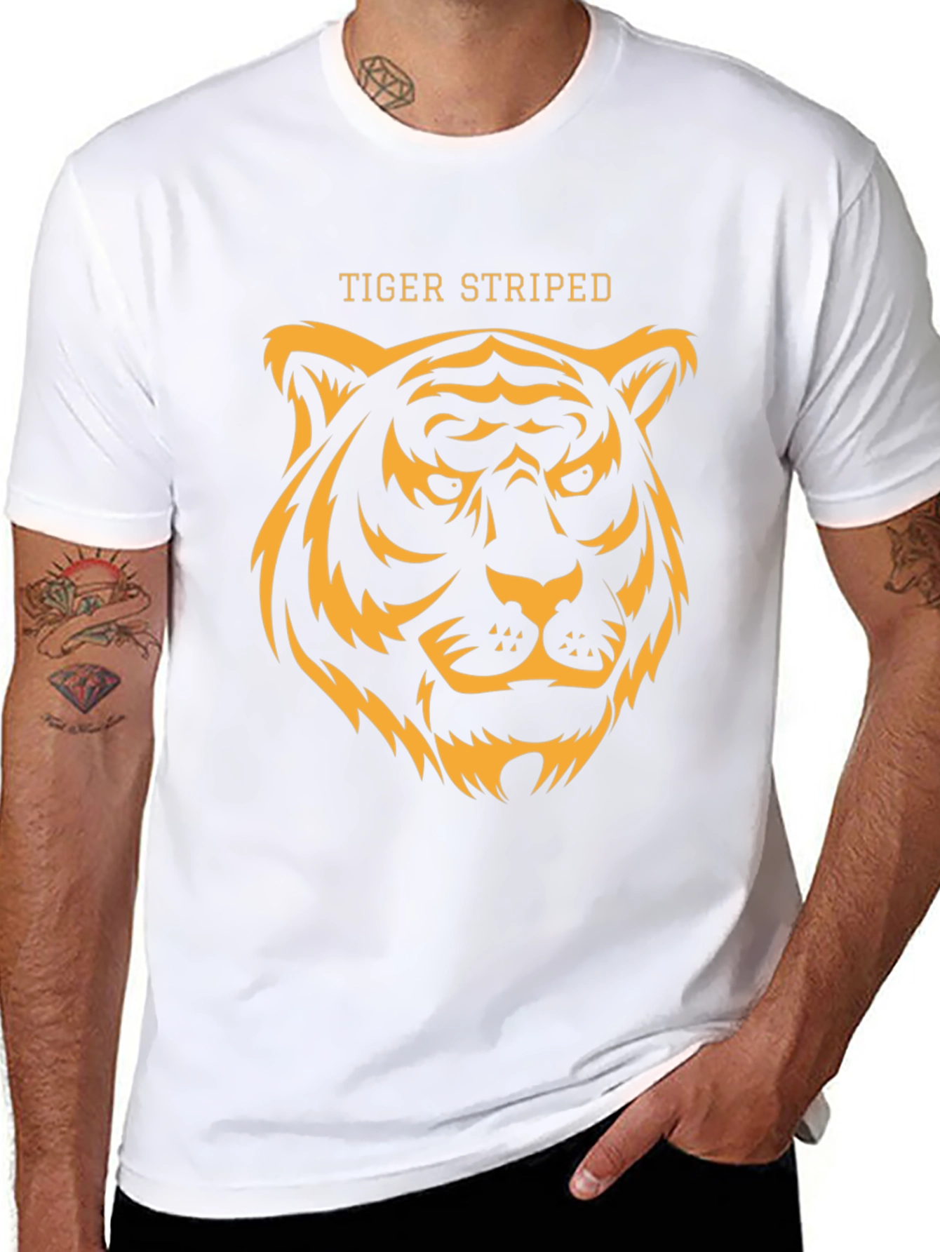 Tiger Striped Graphic T-Shirt - Black
