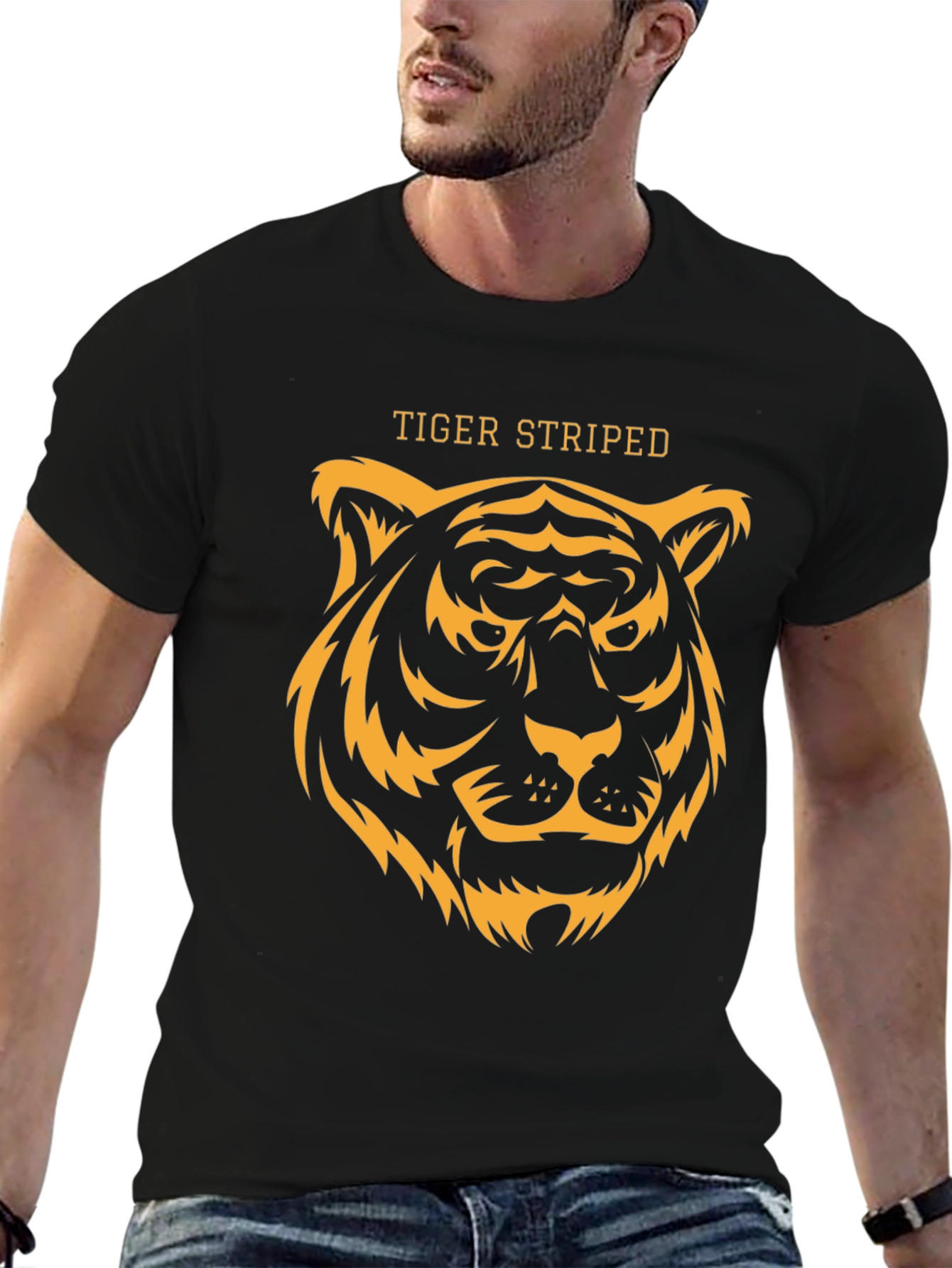 Tiger Striped Graphic T-Shirt - Black