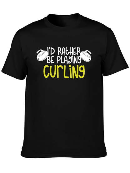 Curling Player Graphic Tee - Id Rather Be Curling