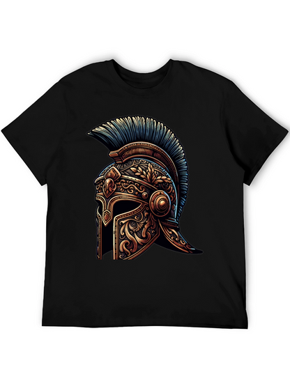 Spartan Helmet Graphic Tee - Black Cotton T-Shirt